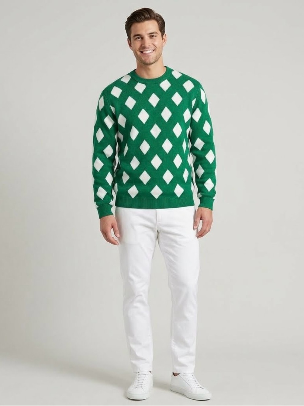 Bogey Boys Macklemore Diamond Rhombus Golf Jumper Sweater Green Mens Small NWT